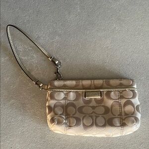 Coach Gold Cream Signature Wristlet
